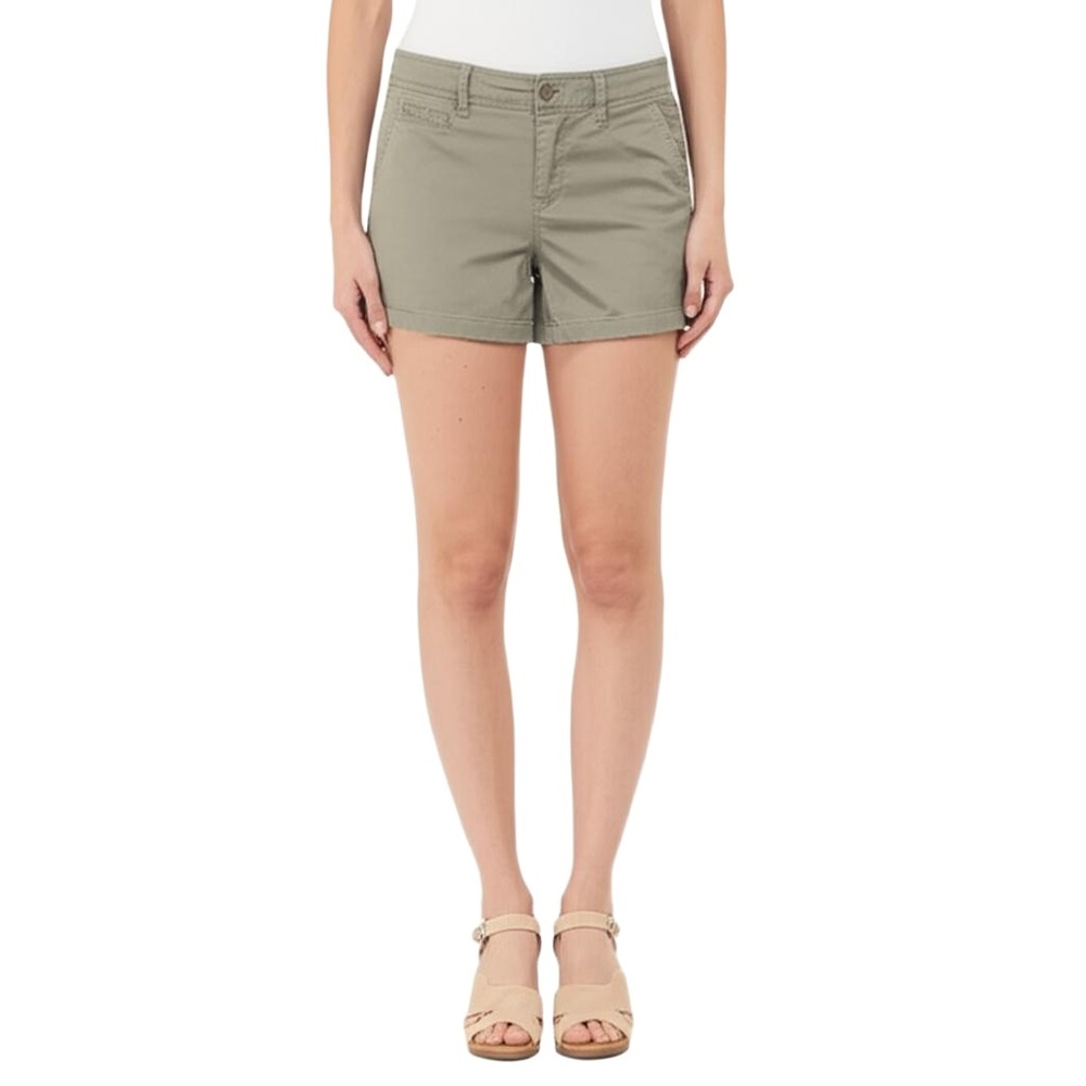 MARKET & SPRUCE Shorts Womens Size 12 Olive Chino‎ Chevron Stitch Casual Chic